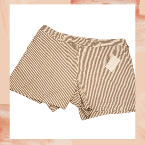 a new day Pants - NWT Cream Brown Striped Chino Shorts